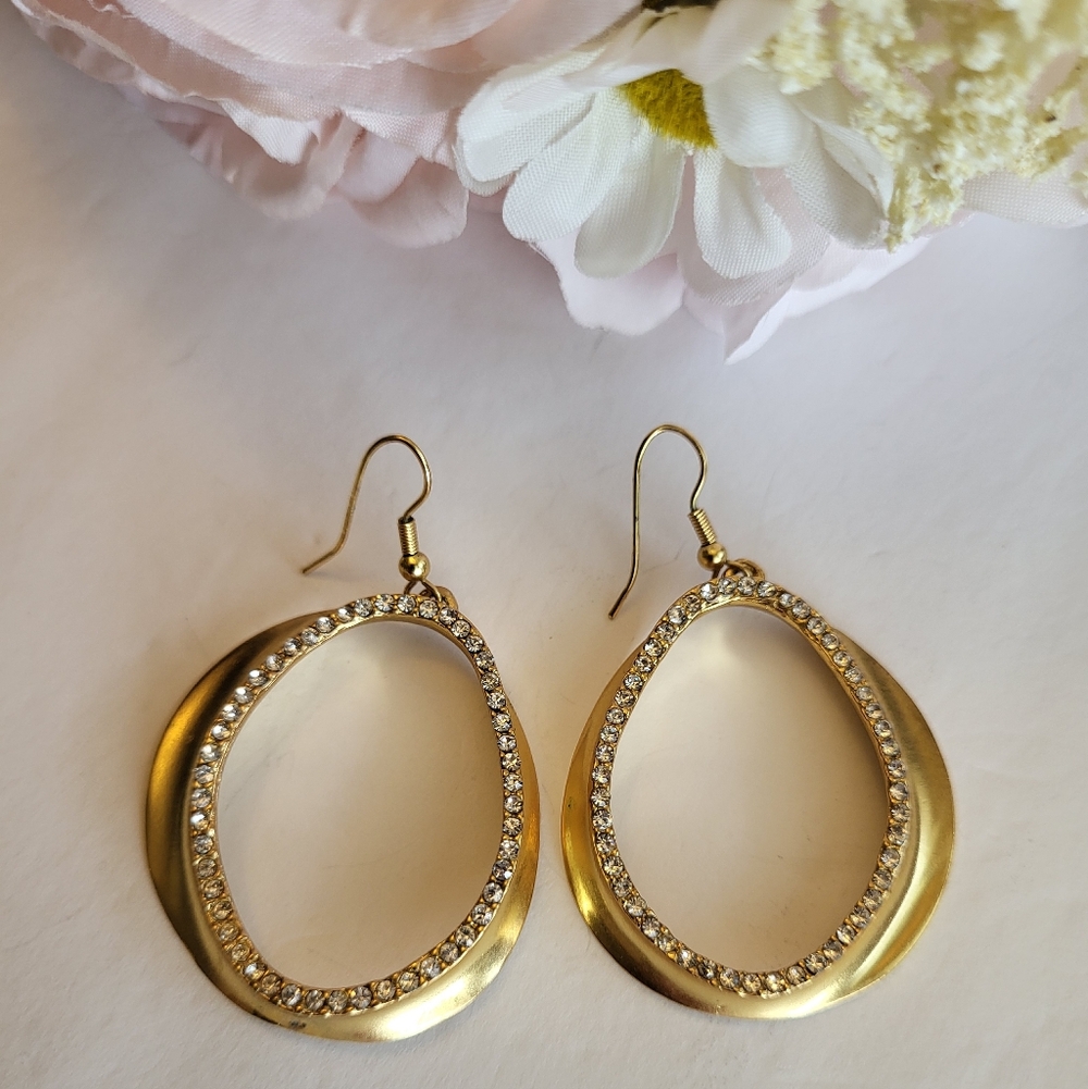 Chloe Pavé Statement Drop Earrings By Karine Zultan Dangle Crystal Goldtone